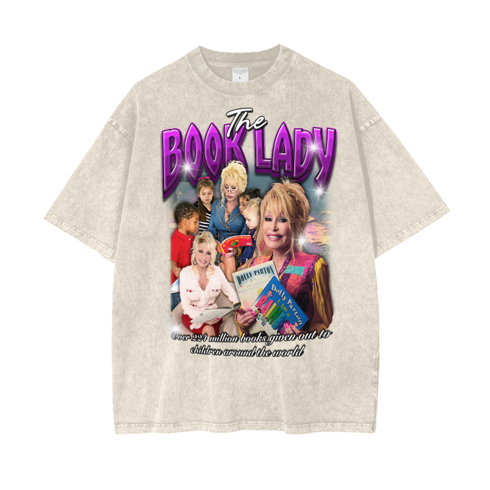 Dolly Parton The Book Lady Acid Wash Oversize T-Shirt