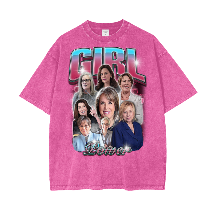 Girl Power the 8 Democratic Governors Acid Wash Oversize T-Shirt