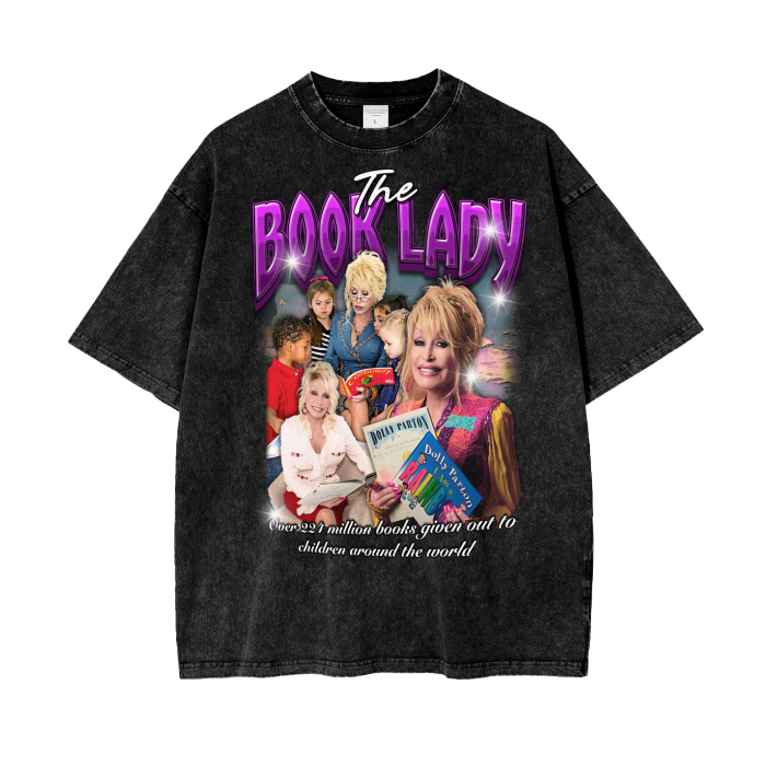 Dolly Parton The Book Lady Acid Wash Oversize T-Shirt