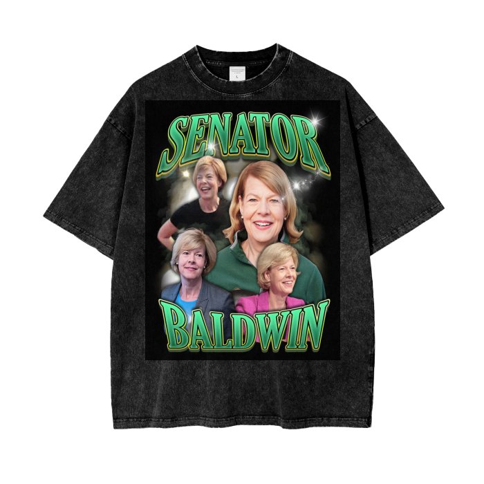 Senator Tammy Baldwin Acid Wash Oversize T-Shirt