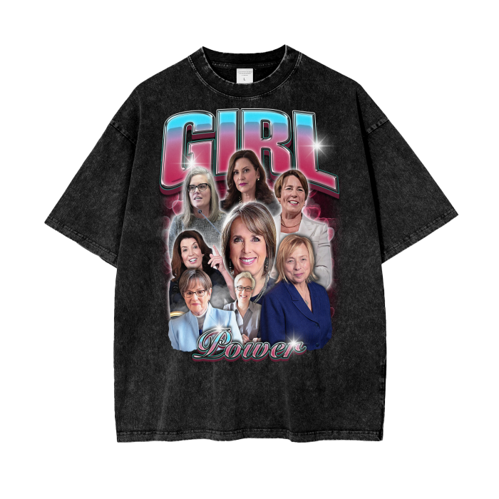 Girl Power the 8 Democratic Governors Acid Wash Oversize T-Shirt